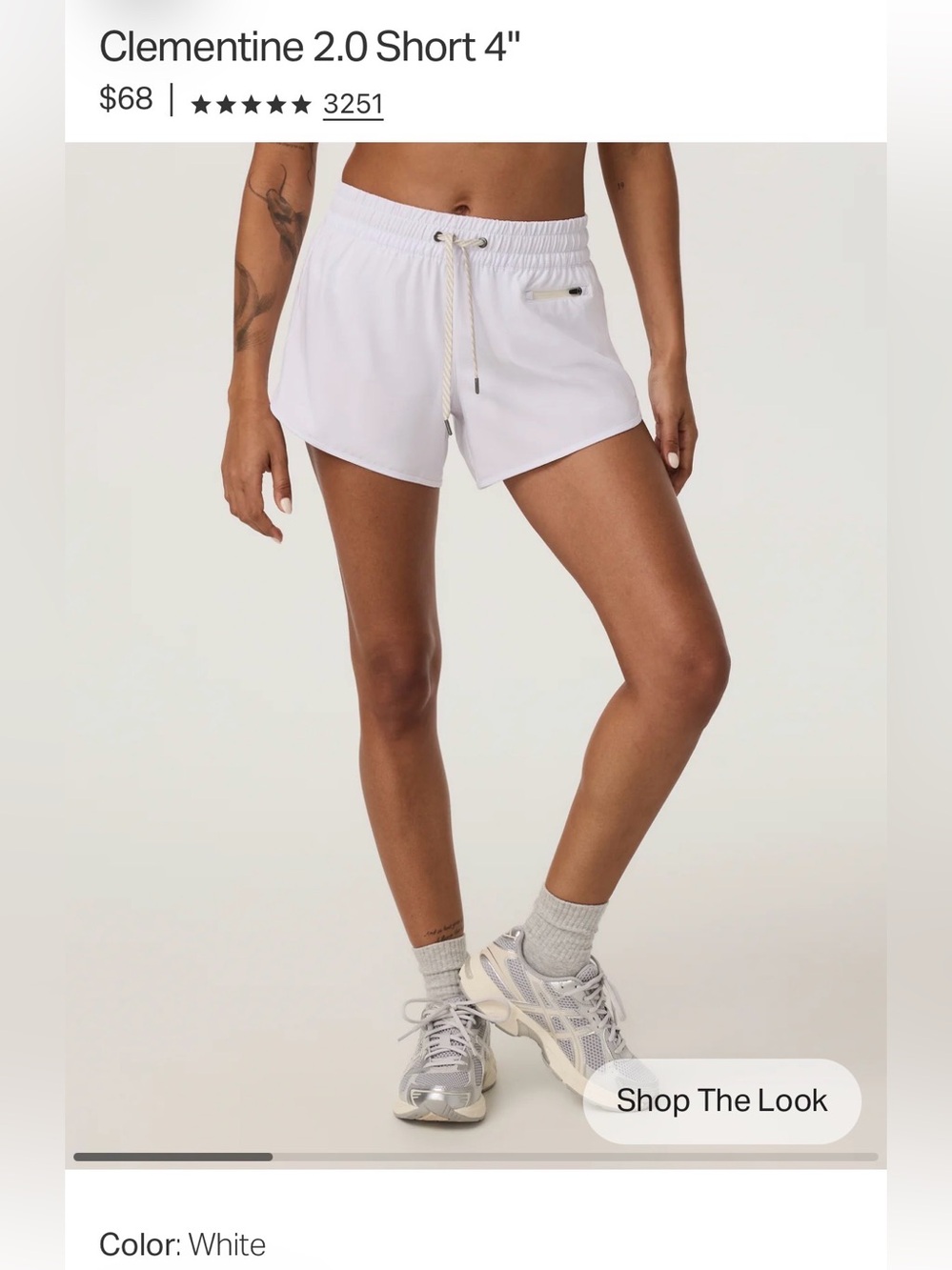NWT vuori clementine 2.0 short in white - 4” inseam - size large